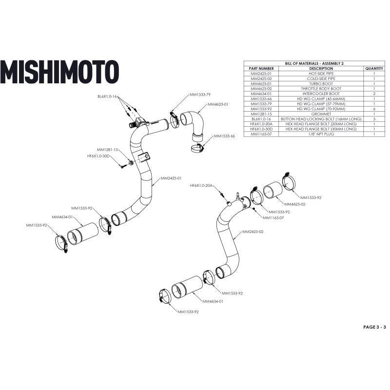 Mishimoto 21+ Bronco 2.3L High Mount INT Kit BK Core BK Pipes