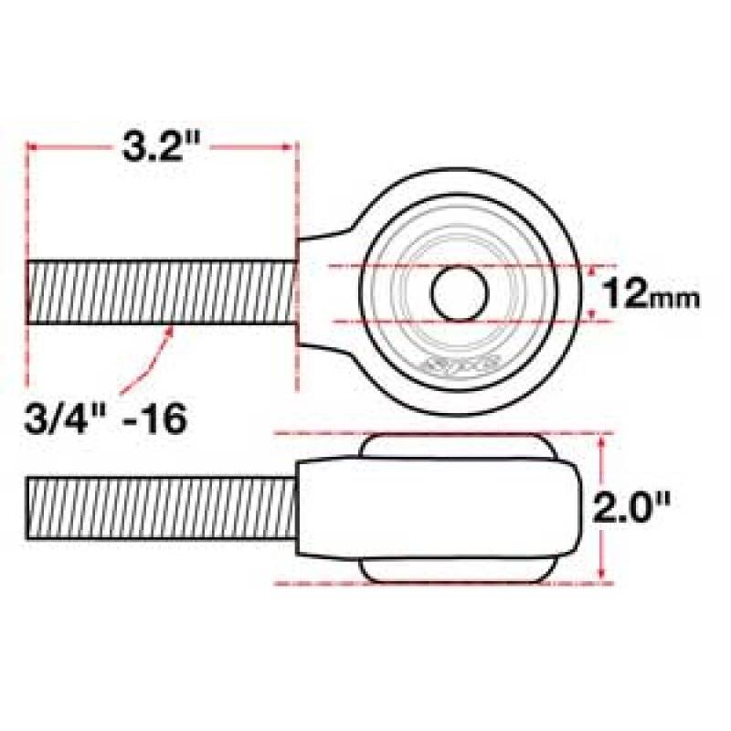 SPC Performance X Axis Sealed Flex Joint RH 3/4in-16x12mm BH x 2in W