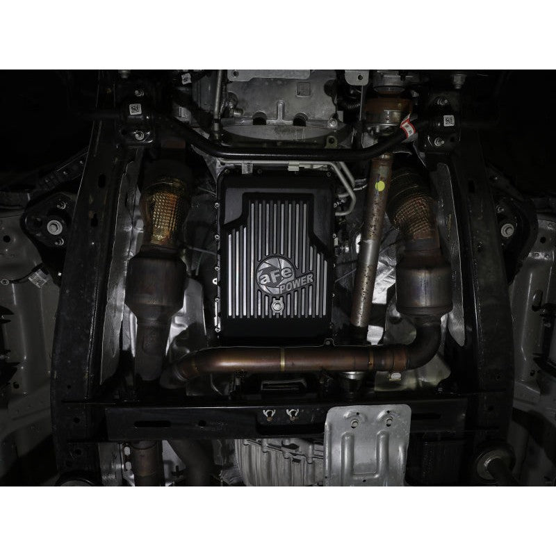 aFe 17-24 Ford F-150 10R60/10R80 Pro Series Rear Transmission Pan Black w/ Machined Fins