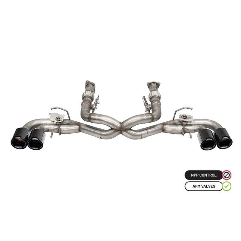 Corsa 3in Cat-Back Exhaust (No Muffler) (Carbon Fiber Black Tips) - 2020-2024 Chevrolet Corvette C8