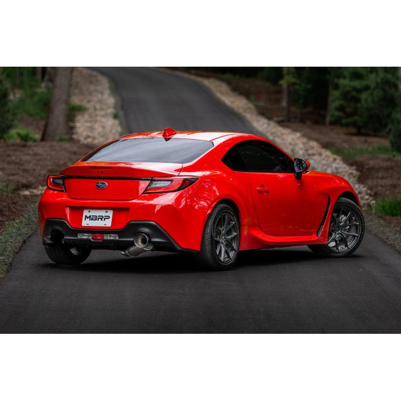 MBRP 12-22 Subaru BRZ 17-22 Toyota GR86 Stainless Steel 3in Cat-Back-Single Rear Exit w Burnt Tip