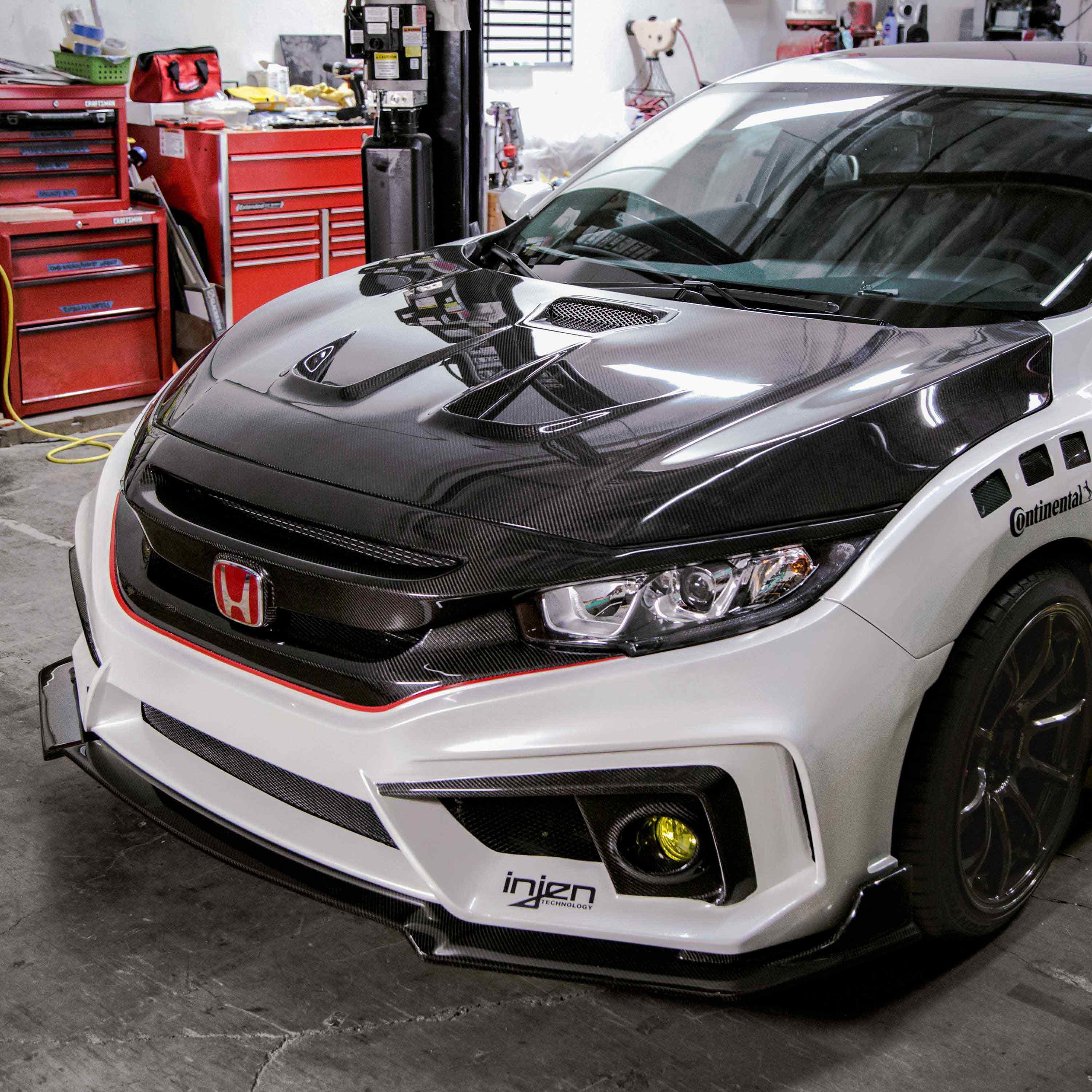 Seibon MR-Style Carbon Fiber Hood - 2016-2021 Honda Civic 2DR/4DR