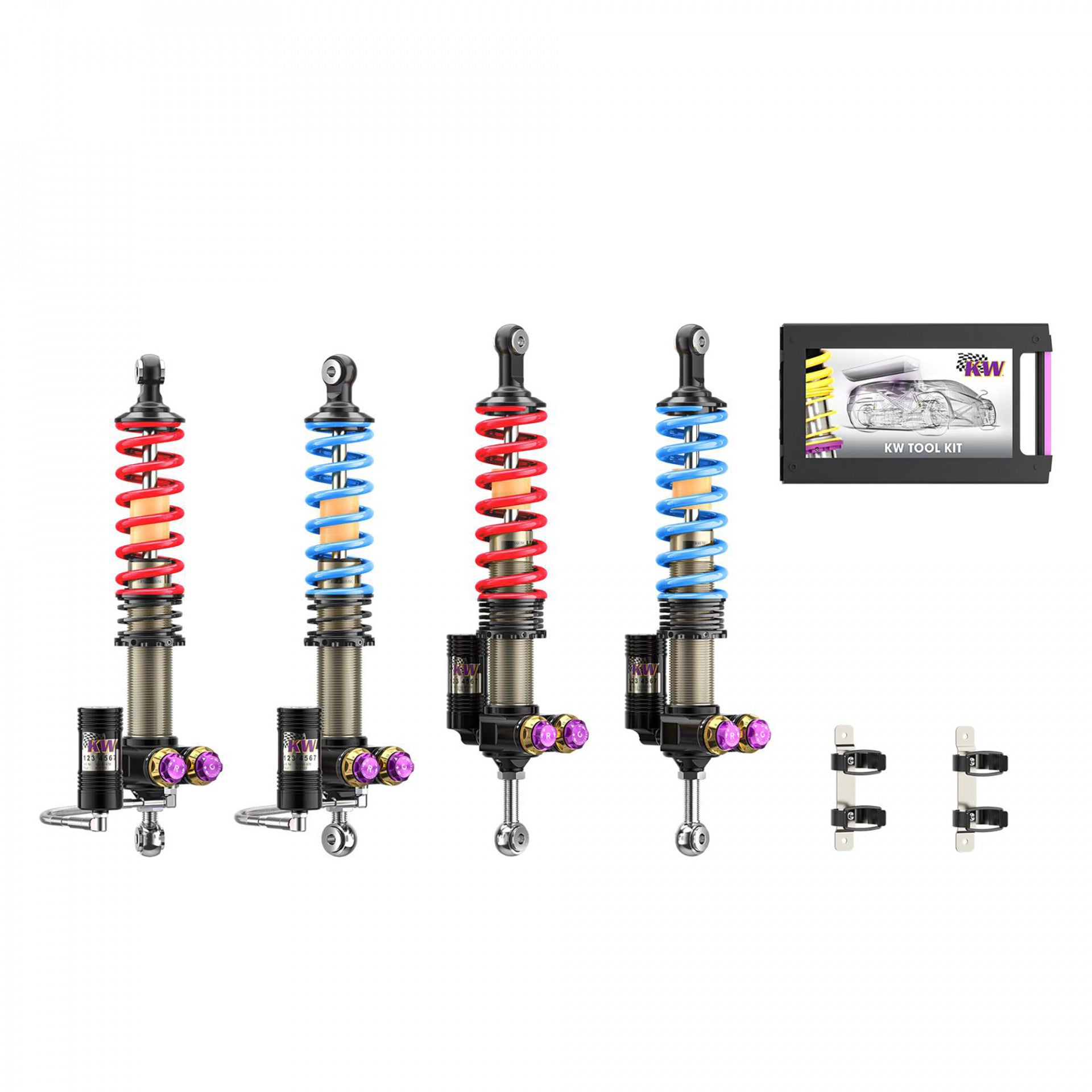 KW V5 Coilover Kit W/ Red & Blue Springs - 04-05 Porsche Carrera GT Special Edition