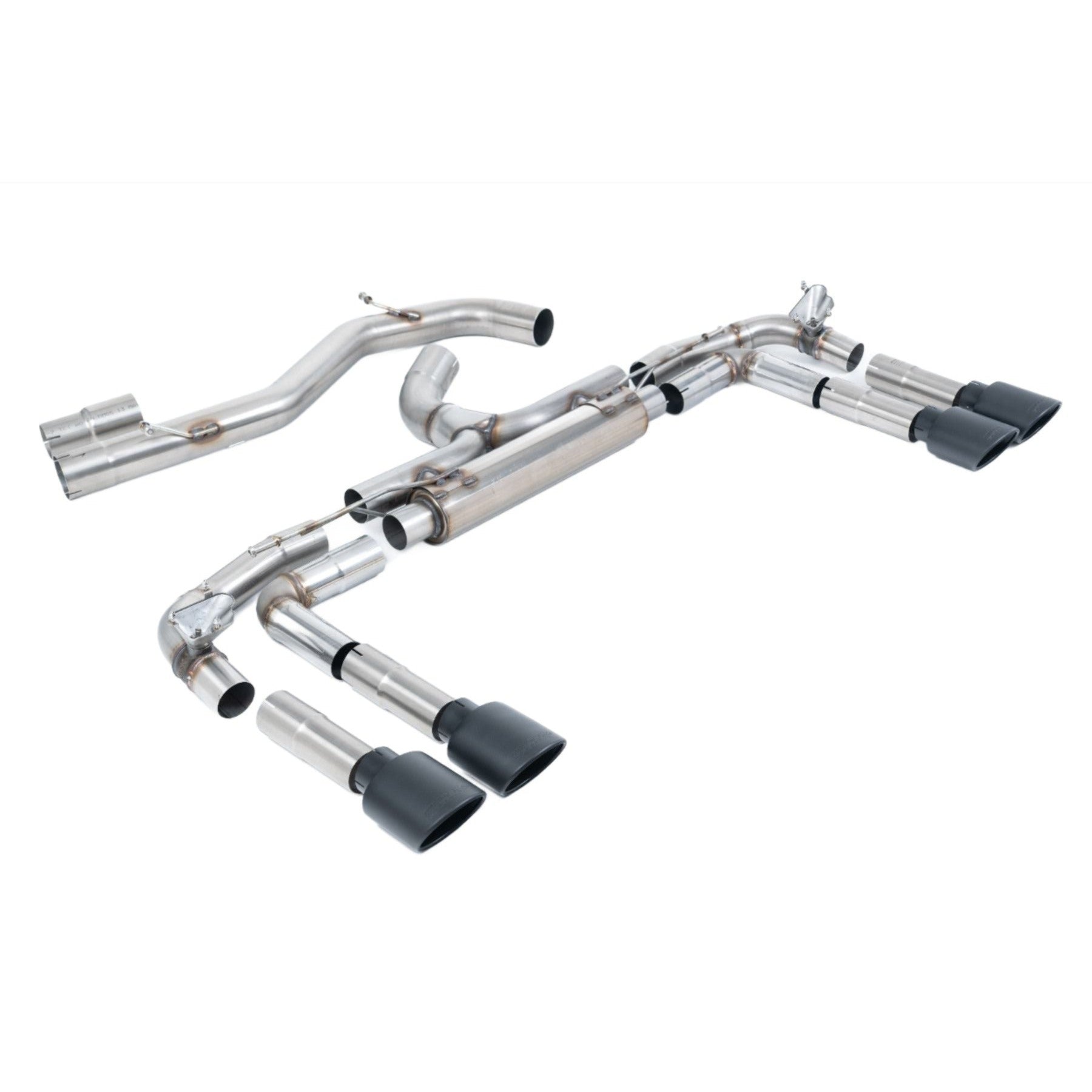 Milltek Sport Non-Resonated Race Cat-Back Exhaust System with Cerakote Black Oval Tips - 2020+ Audi 8Y S3