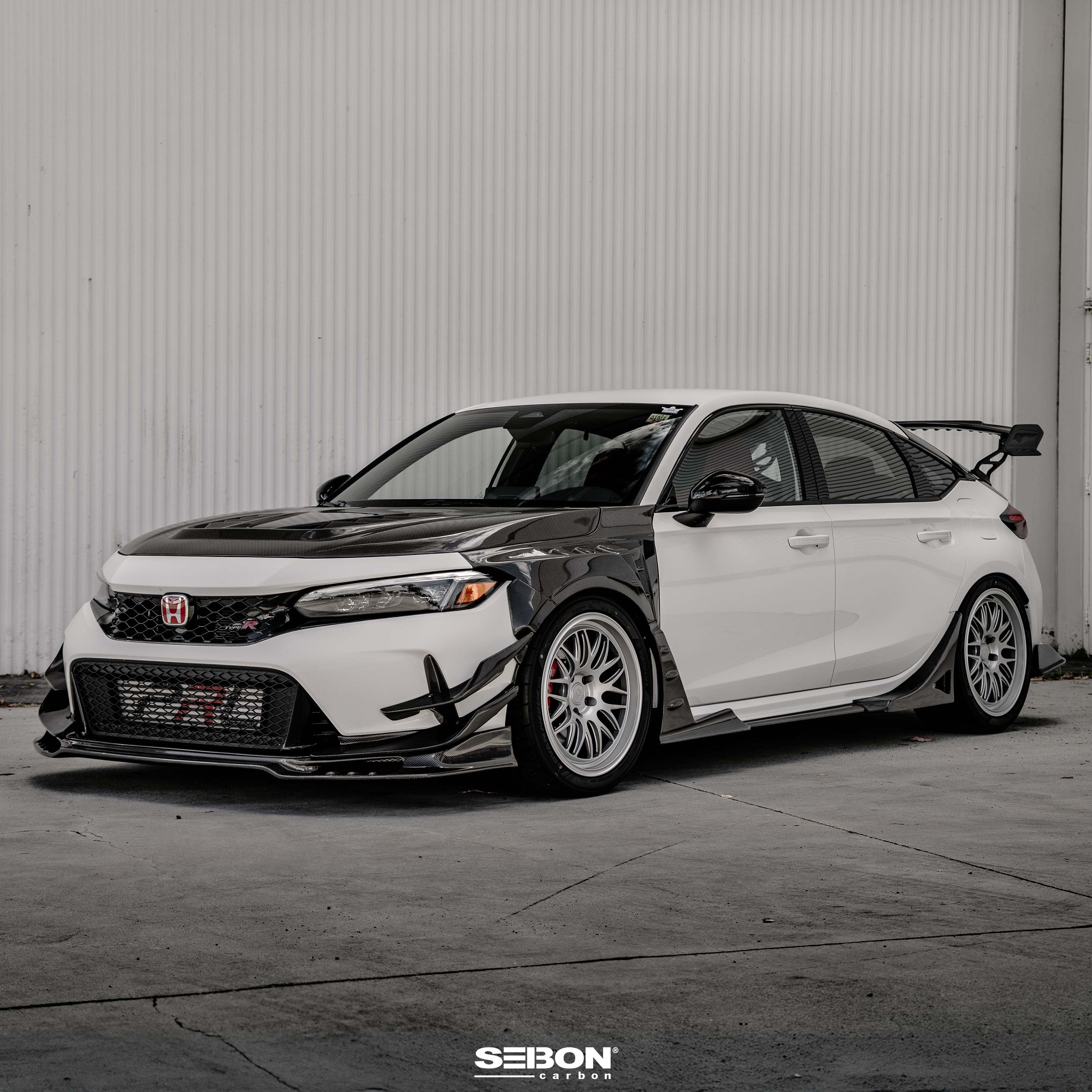 Seibon MB-Style Carbon Fiber Front Side Skirt Extensions - 2023-2025 Honda Civic Type R