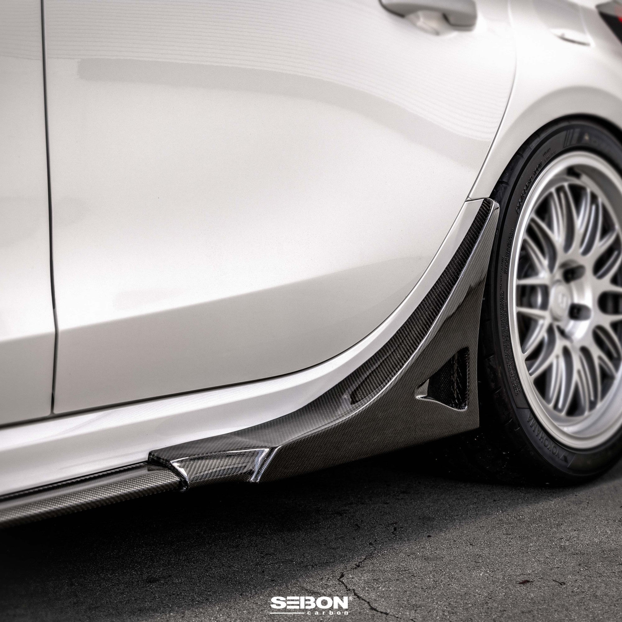 Seibon MB-Style Carbon Fiber Rear Side Skirt Extensions - 2023-2025 Honda Civic Type R