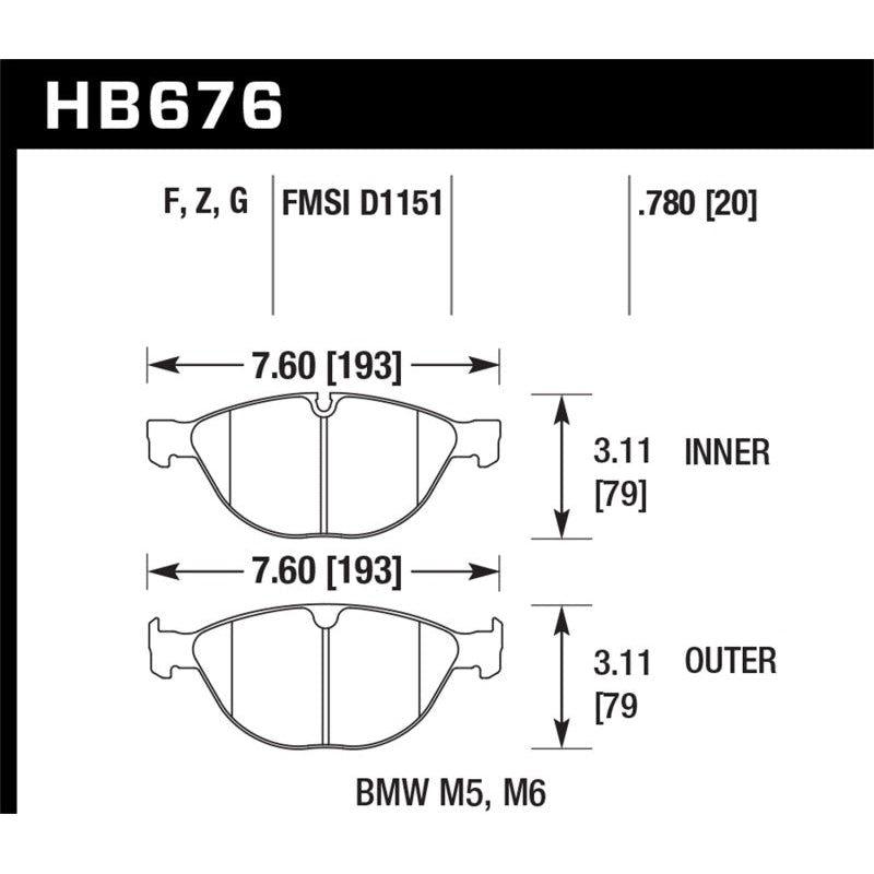 Hawk 06-10 BMW M5/M6 HPS Street Front Brake Pads - T1 Motorsports