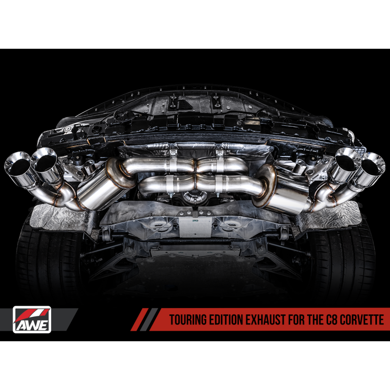 AWE Tuning 2020 Chevrolet Corvette (C8) Touring Edition Exhaust - Quad Diamond Black Tips