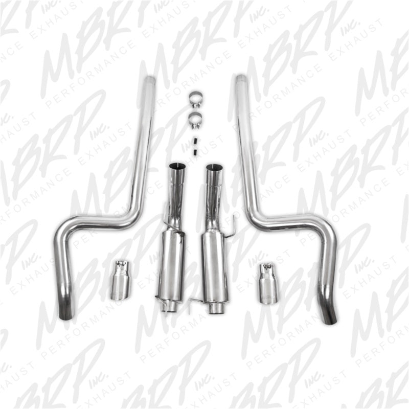 MBRP 05-09 Ford Shelby GT500 / GT Dual Split Rear Race Version, T409 4in Tips Exhaust System - T1 Motorsports