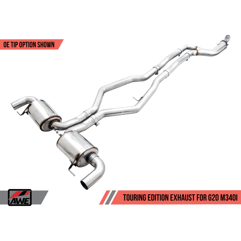 AWE Tuning 2019+ BMW M340i (G20) Resonated Touring Edition Exhaust (Use OE Tips)