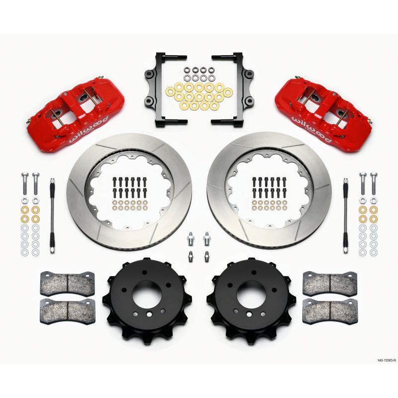 Wilwood AERO4 Rear Kit 14.00 Red 2007-2011 BMW E90 Series w/Lines - T1 Motorsports