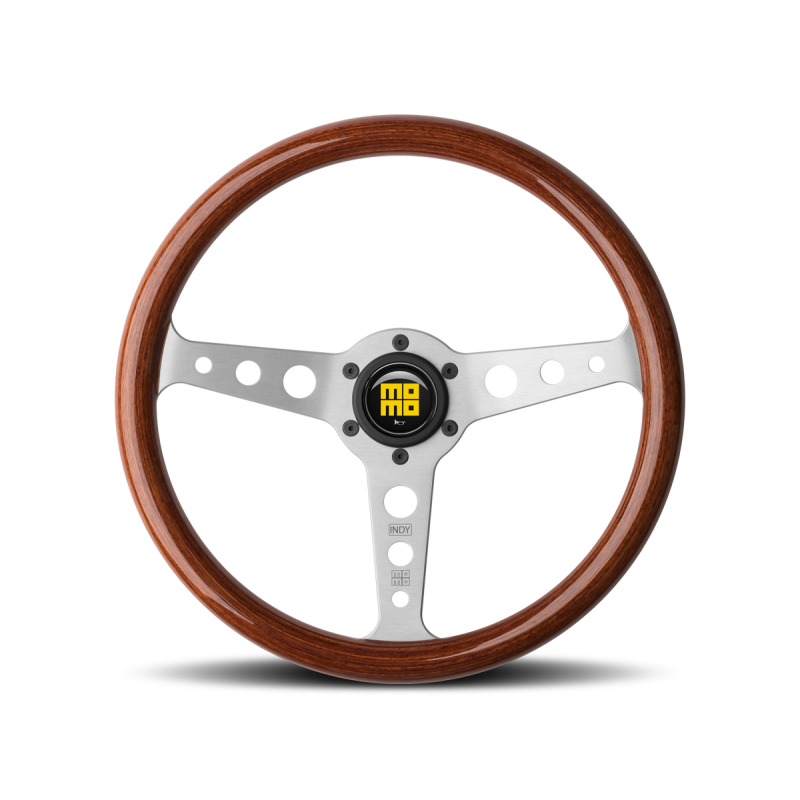 Momo Indy Steering Wheel 350 mm - Magoany Wood/Brshd Spokes