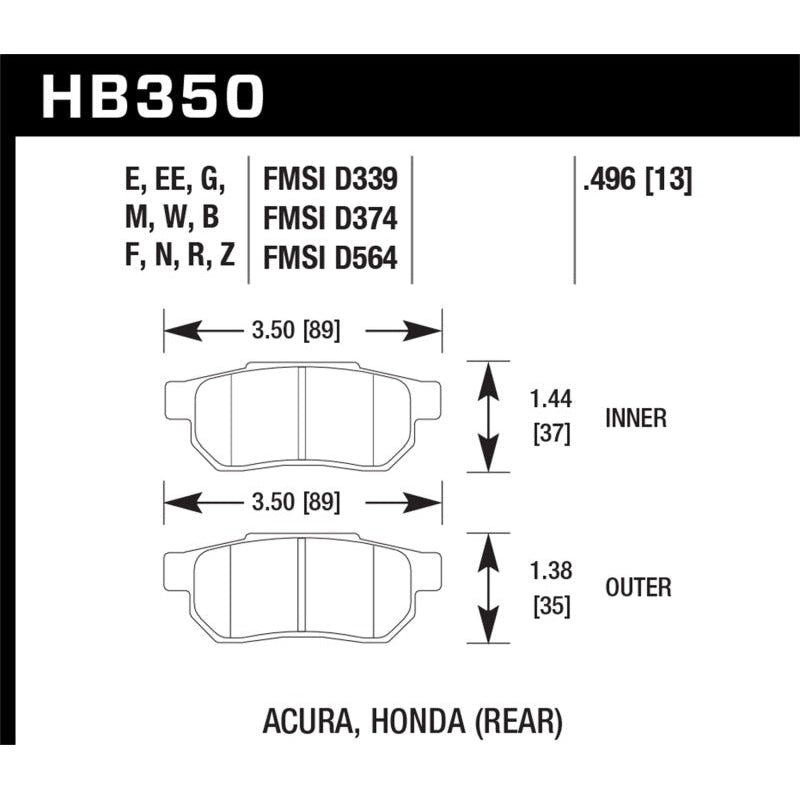 Hawk 90-01 Acura Integra (excl Type R) / 98-00 Civic Coupe Si DTC-60 Race Rear Brake Pads - T1 Motorsports