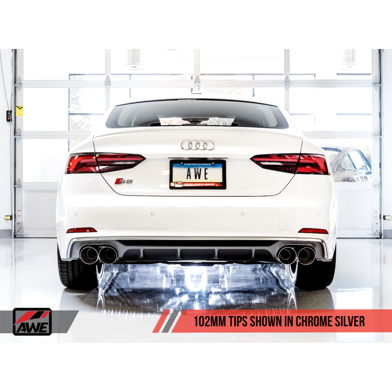 AWE Tuning Audi B9 S5 Sportback SwitchPath Exhaust - Non-Resonated (Silver 102mm Tips) - T1 Motorsports