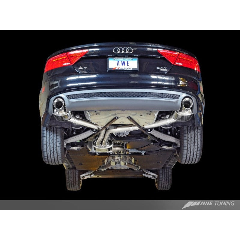 AWE Tuning Audi C7 A7 3.0T Touring Edition Exhaust - Dual Outlet Chrome Silver Tips