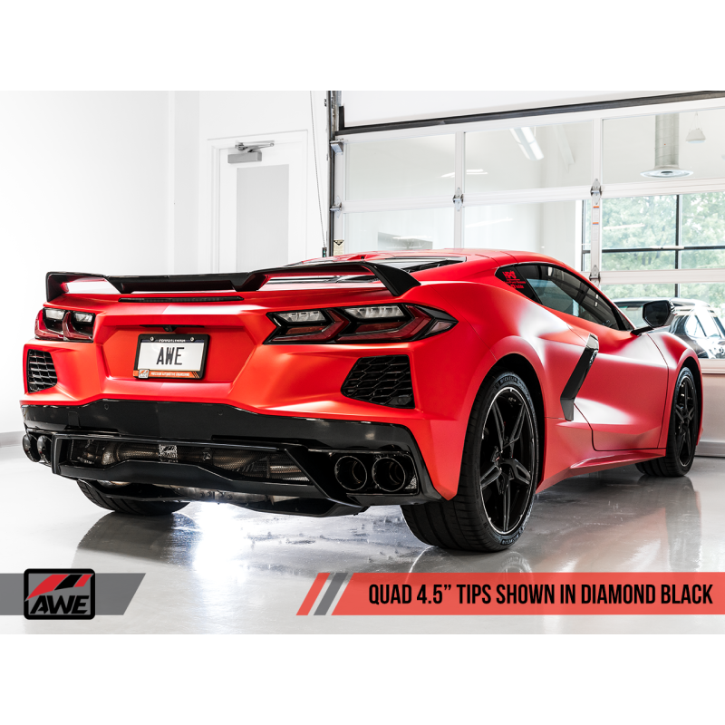 AWE Tuning 2020 Chevrolet Corvette (C8) Touring Edition Exhaust - Quad Diamond Black Tips
