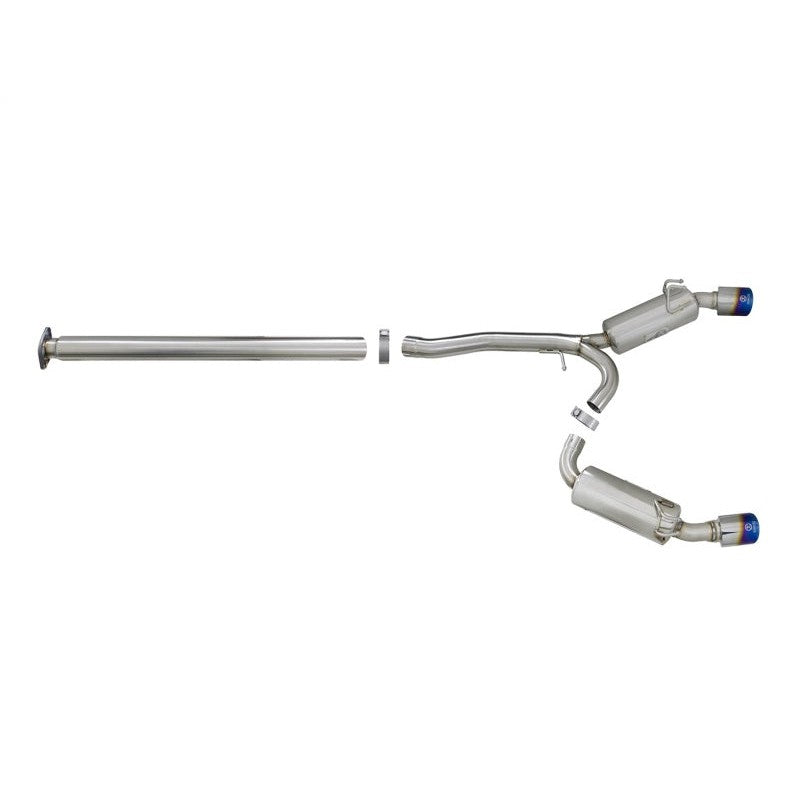 aFe Takeda 3in. to 2.5in. 304 SS C/B Exhaust 08-15 Mitsubishi EVO I4-2.0L (t) - Blue Flamed Tips