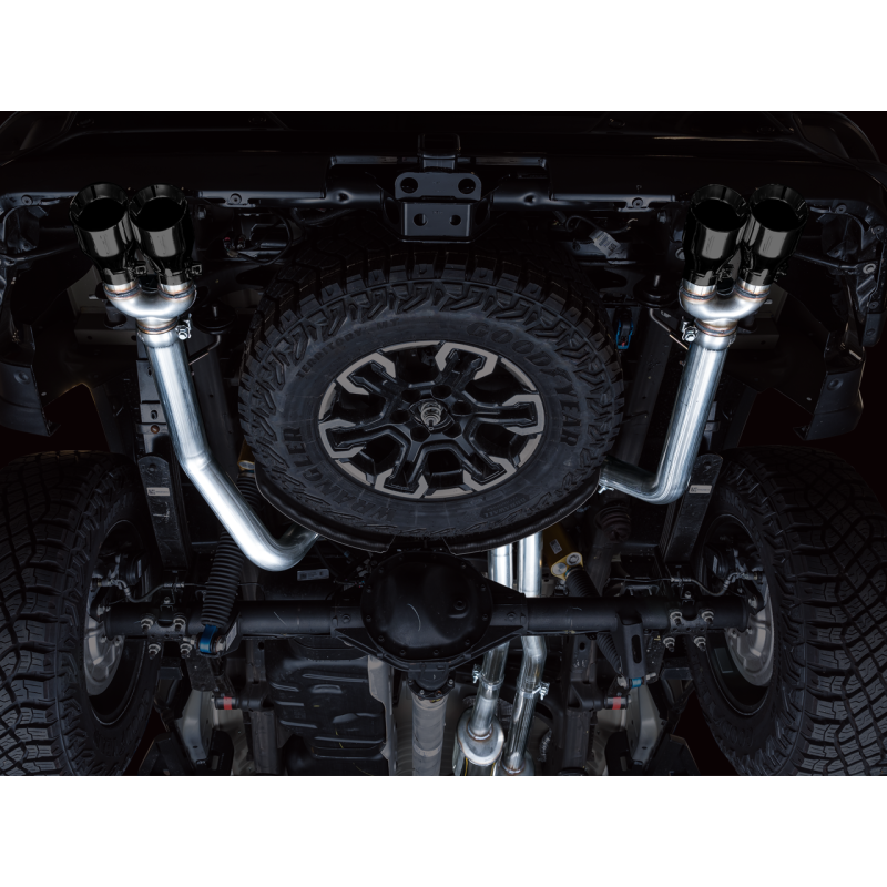 AWE Tuning 22-23 GMC Sierra 1500 AT4X 6.2L 0FG Catback Split Dual (Flat Bumper) - Diamond Black Tips