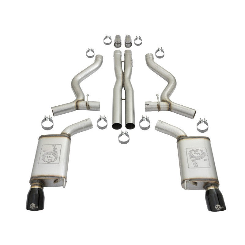 aFe MACHForce XP 3in 304 SS Cat-Back Exhausts w/ Black Tips 15-17 Ford Mustang GT V8-5.0L/V6-3.7L