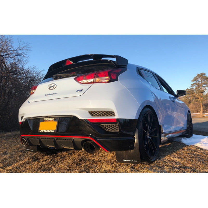 Rally Armor 19-22 Hyundai Veloster N Black UR Mud Flap w/ White Logo - T1 Motorsports