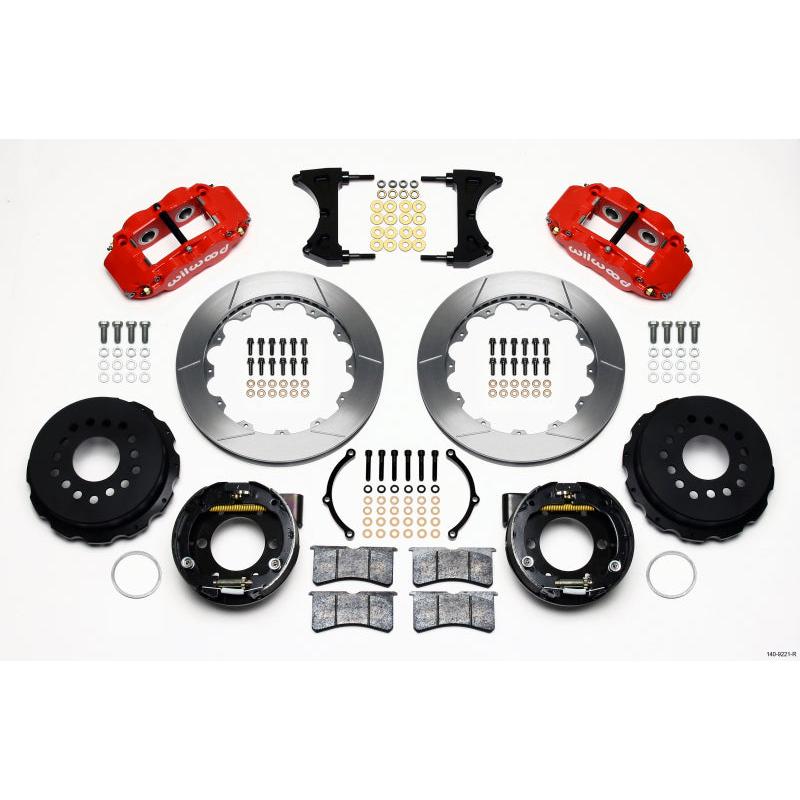 Wilwood Narrow Superlite 4R Rear P-Brk Kit 12.88in Red 2005-2014 Mustang - T1 Motorsports