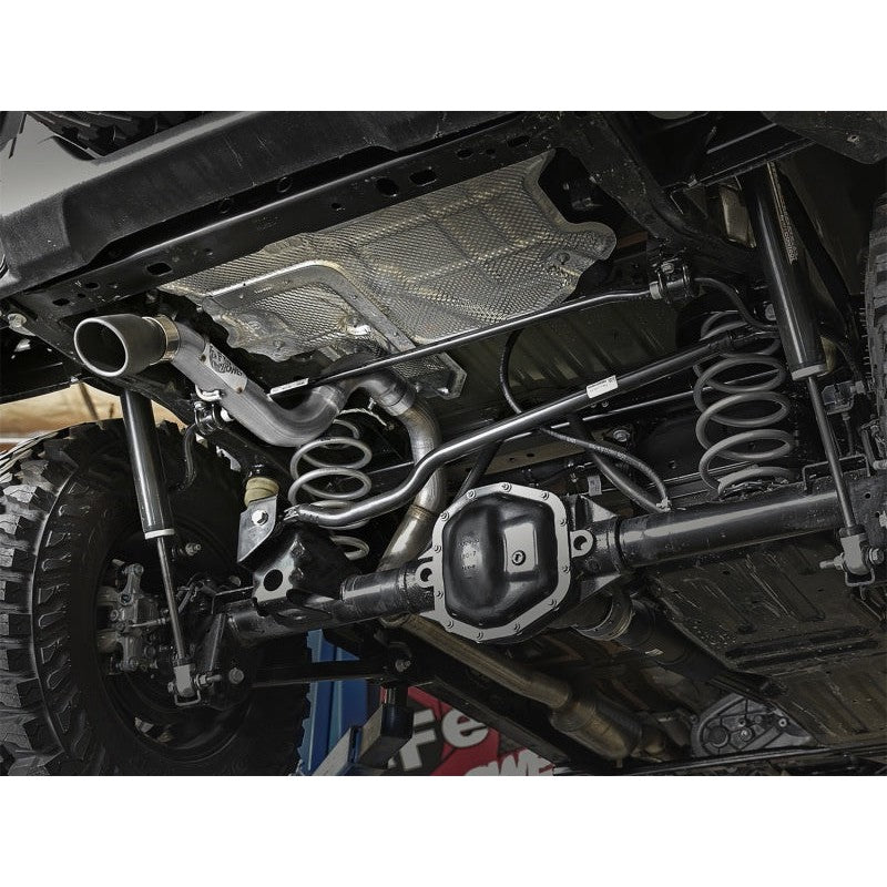 aFe MACH Force-Xp Axle-Back Exhaust System w/Black Tip 18-20 Jeep Wrangler L4-2.0T / V6-3.6L