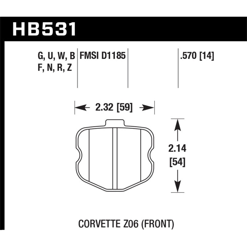Hawk 06-10 Chevy Corvette (OEM Pad Design) Front HPS Sreet Brake Pads - T1 Motorsports