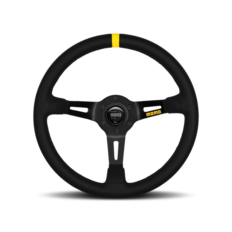 Momo MOD08 Steering Wheel 350 mm -  Black Suede/Black Spokes/1 Stripe