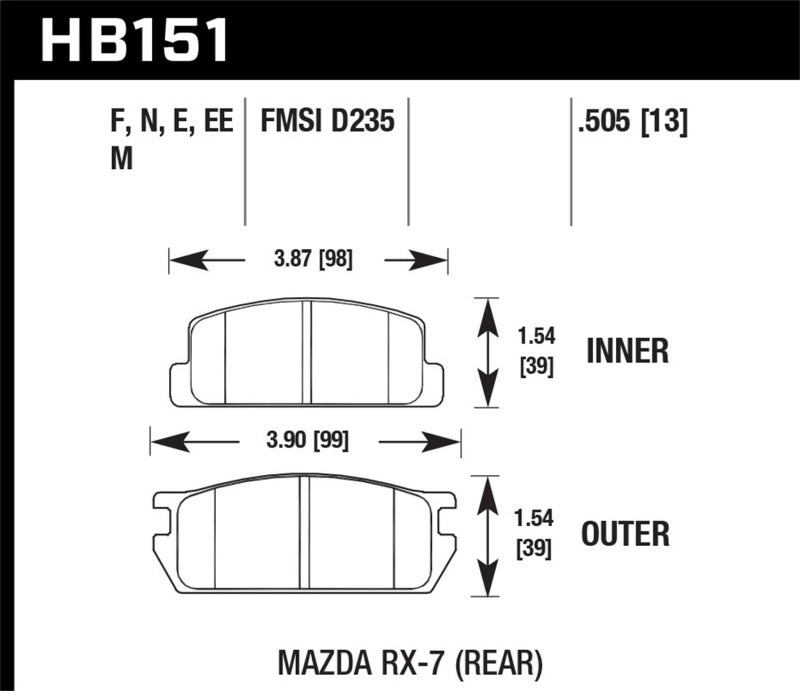Hawk 81-85 Mazda RX-7 Blue 9012 Rear Race Brake Pads - T1 Motorsports