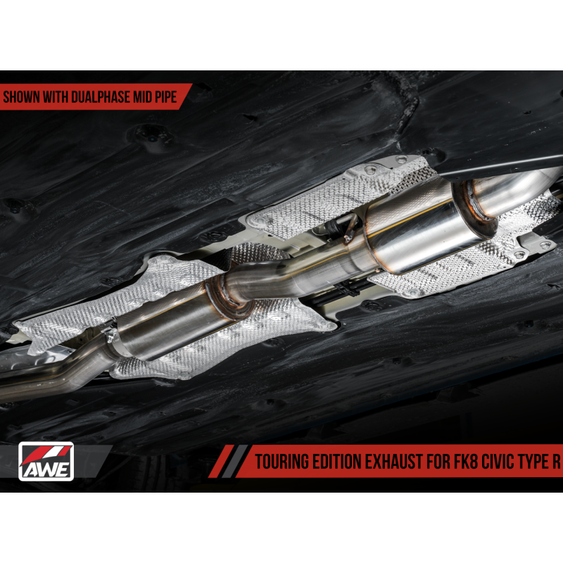 AWE Tuning 2017+ Honda Civic Type R Touring Edition Exhaust w/Front & Mid Pipe - Diamond Blk Tips