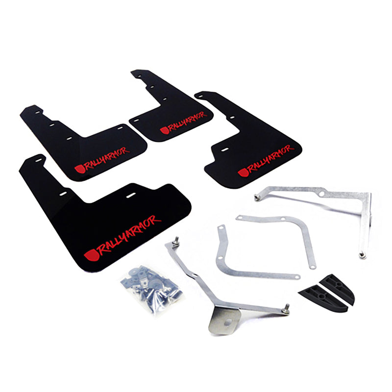 Rally Armor 15-21 Subaru WRX/STI (Sedan ONLY) Black UR Mud Flap w/ Red Altered Font Logo - T1 Motorsports