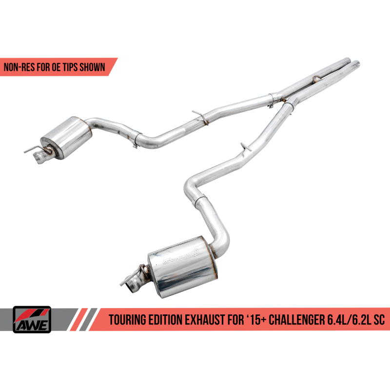 AWE Tuning 2015+ Dodge Challenger 6.4L/6.2L Non-Resonated Touring Edition Exhaust - Use Stock Tips