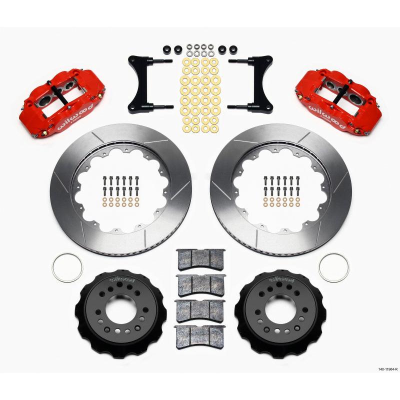 Wilwood Narrow Superlite 6R Front Hat Kit 14.00in Red 93-96 Mazda RX7 - T1 Motorsports