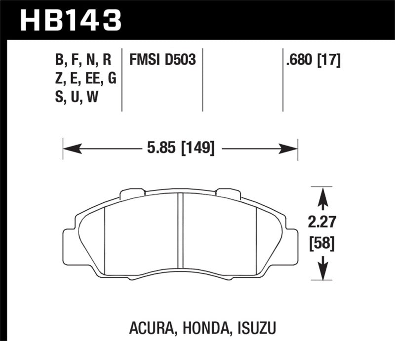 Hawk 97-01 Honda Prelude Blue 9012 Street Front Brake Pads - T1 Motorsports