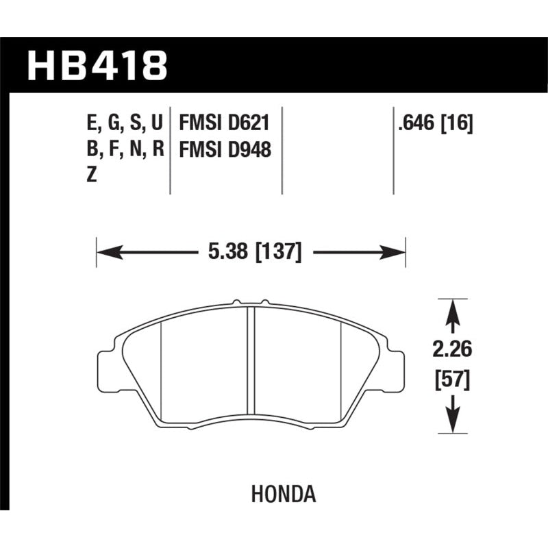 Hawk 02-06 RSX (non-S) Front / 03-09 Civic Hybrid / 04-05 Civic Si HPS Street Rear Brake Pads - T1 Motorsports