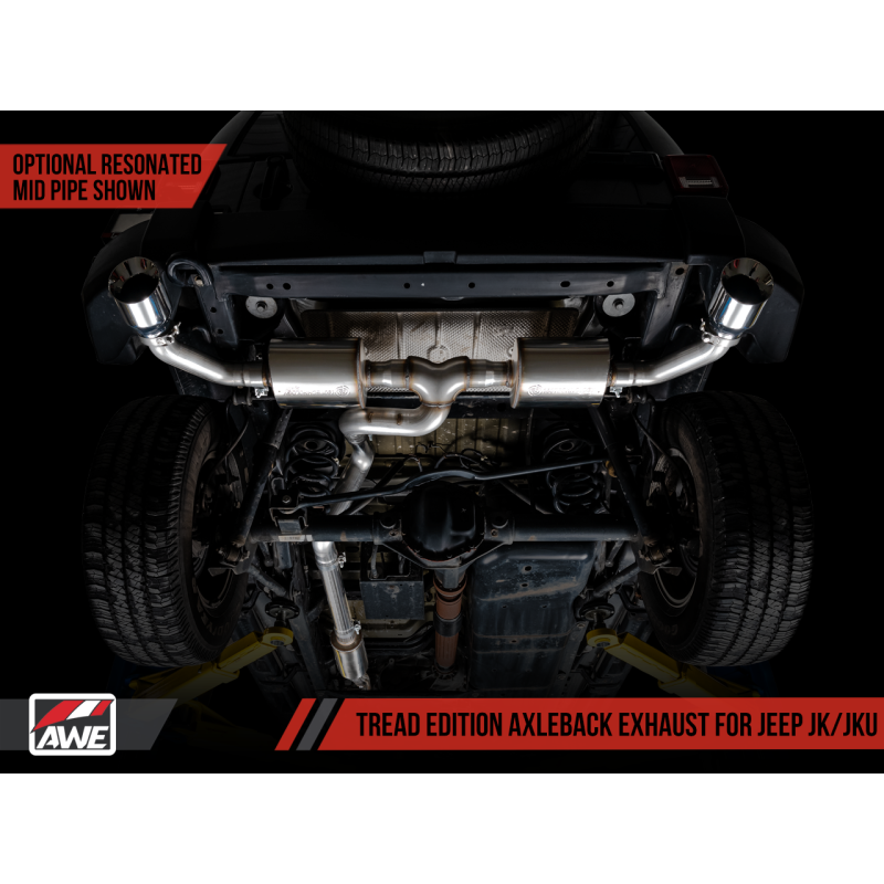 AWE Tuning 07-18 Jeep Wrangler JK/JKU 3.6L Tread Edition Axle-Back Dual Exhaust - Chrome Silver Tips