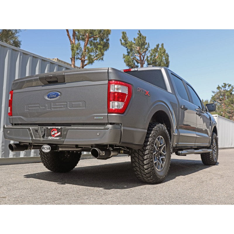 aFe Vulcan 3in 304 SS Cat-Back Exhaust 2021 Ford F-150 V6 2.7L/3.5L (tt)/V8 5.0L w/ Black Tips