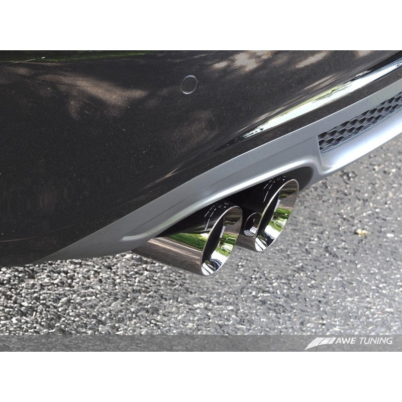 AWE Tuning Audi B8 A4 Touring Edition Exhaust - Quad Tip Polished Silver Tips - Does Not Fit Cabrio