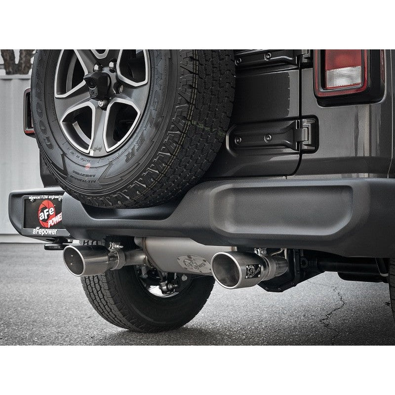 aFe Rebel Series 409 Stainless Steel Cat-Back Exhaust 18-21 Jeep Wrangler JL 2.0L (t) - Polished Tip