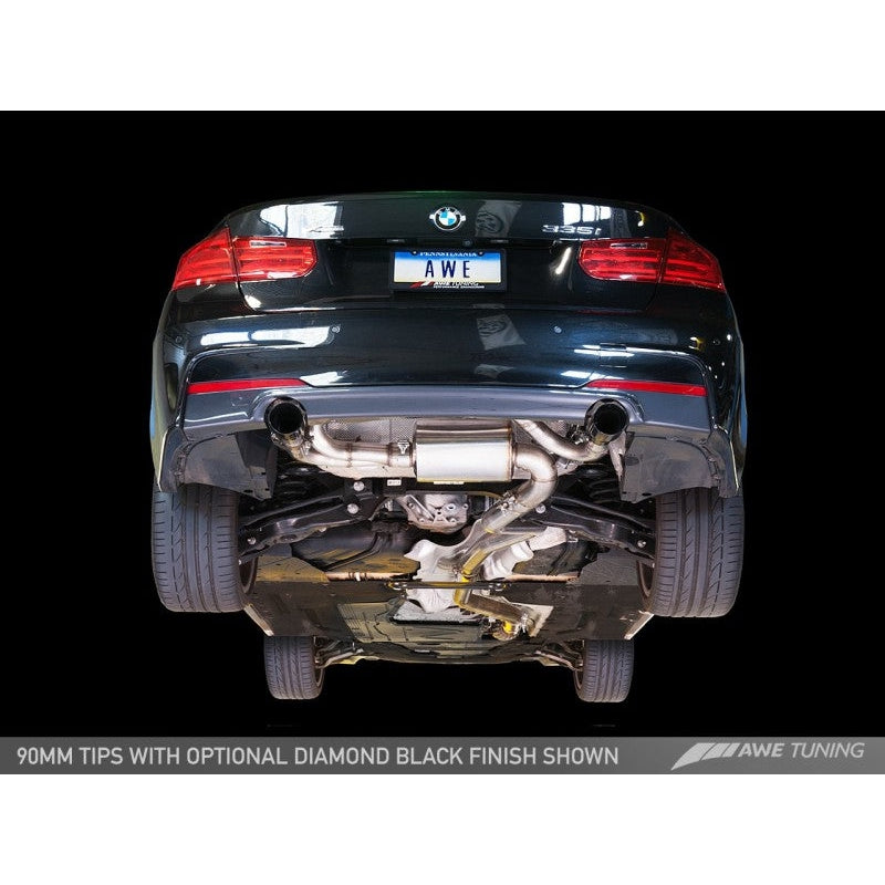 AWE Tuning BMW F3X 335i/435i Touring Edition Axle-Back Exhaust - Chrome Silver Tips (90mm) - T1 Motorsports