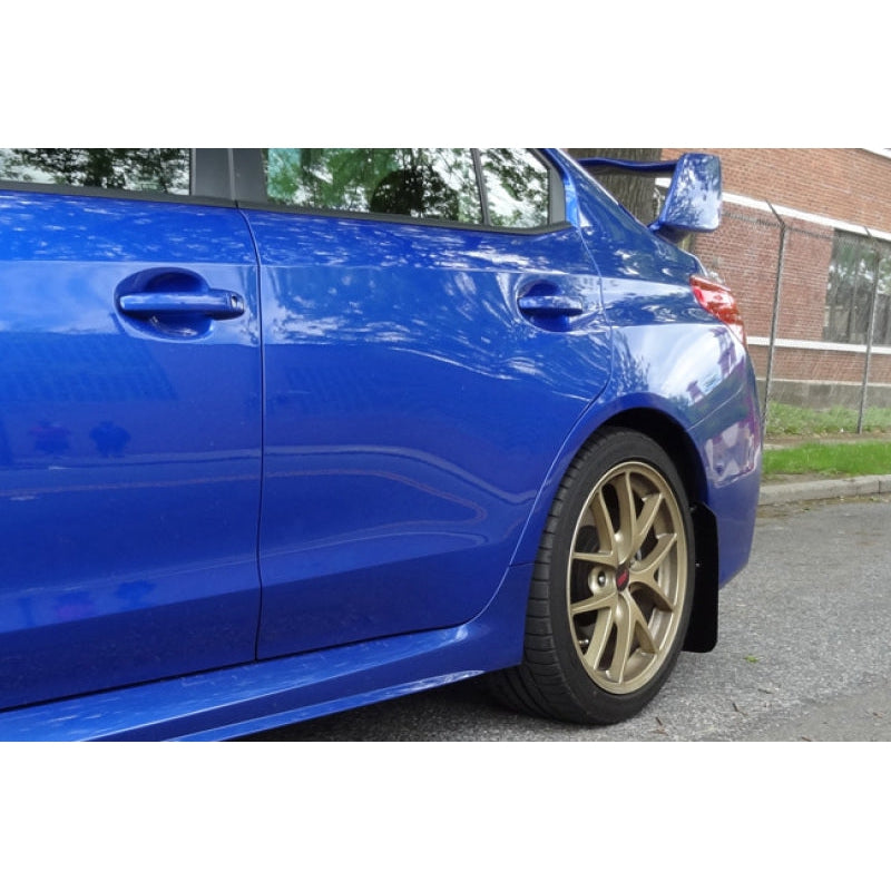 Rally Armor 15-21 Subaru WRX/STI (Sedan ONLY) Black UR Mud Flap w/ White Logo - T1 Motorsports