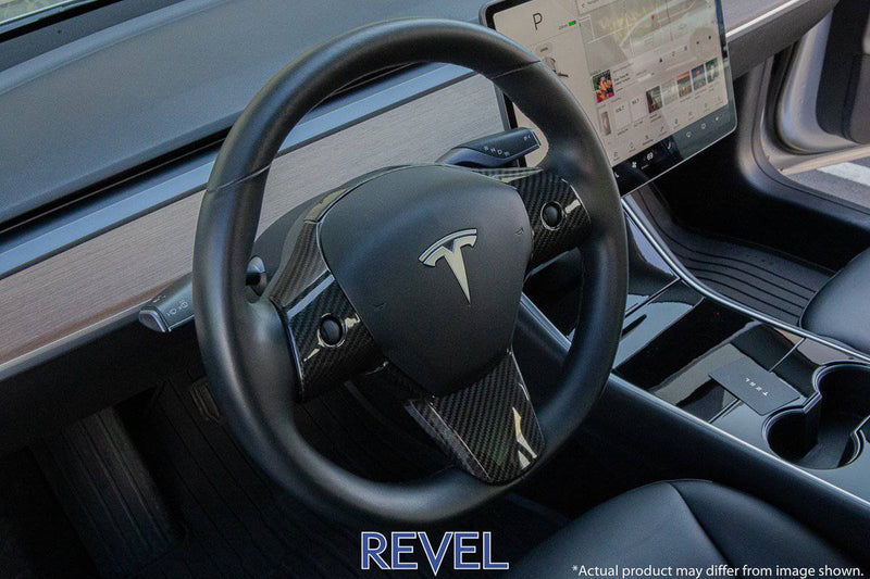 Revel GT Dry Carbon Steering Wheel Insert Covers for 16-19 Tesla Model 3 - T1 Motorsports