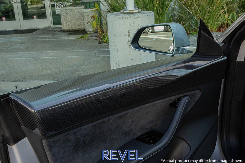 Revel GT Dry Carbon Door Trim Cover Set (Front Left & Front Right) for 16-19 Tesla Model 3 - T1 Motorsports