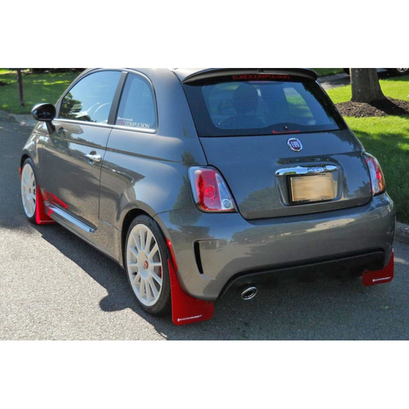 Rally Armor 2012-18 Fiat 500 (Pop/Sport/Lounge/Abarth) Red Mud Flap w/ White Logo - T1 Motorsports