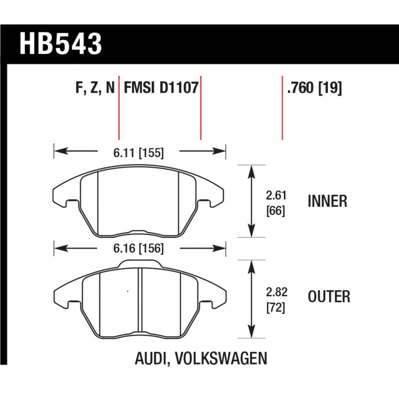 Hawk Audi A3 Quattro / VW EOS / Golf / Jetta / Passat / Rabbit Performance Ceramic Front Brake Pads - T1 Motorsports