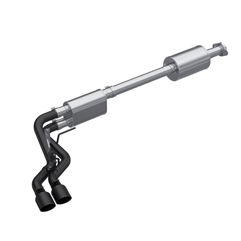 MBRP 2021+ Ford F150 Black Coated Dual Pre-Axle (Street Profile) 2.5in OD Tips 3in Cat Back Exhaust - T1 Motorsports