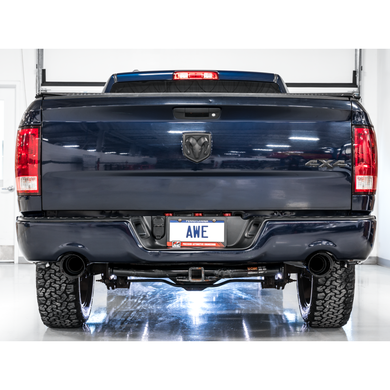 AWE Tuning 09-18 RAM 1500 5.7L (w/Cutouts) 0FG Dual Rear Exit Cat-Back Exhaust - Chrome Silver Tips