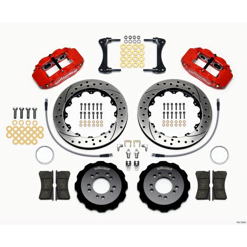 Wilwood Narrow Superlite 6R Front Hat Kit 13.06in Drilled Red 2008-up Hyundai Genesis Coupe w/Lines - T1 Motorsports