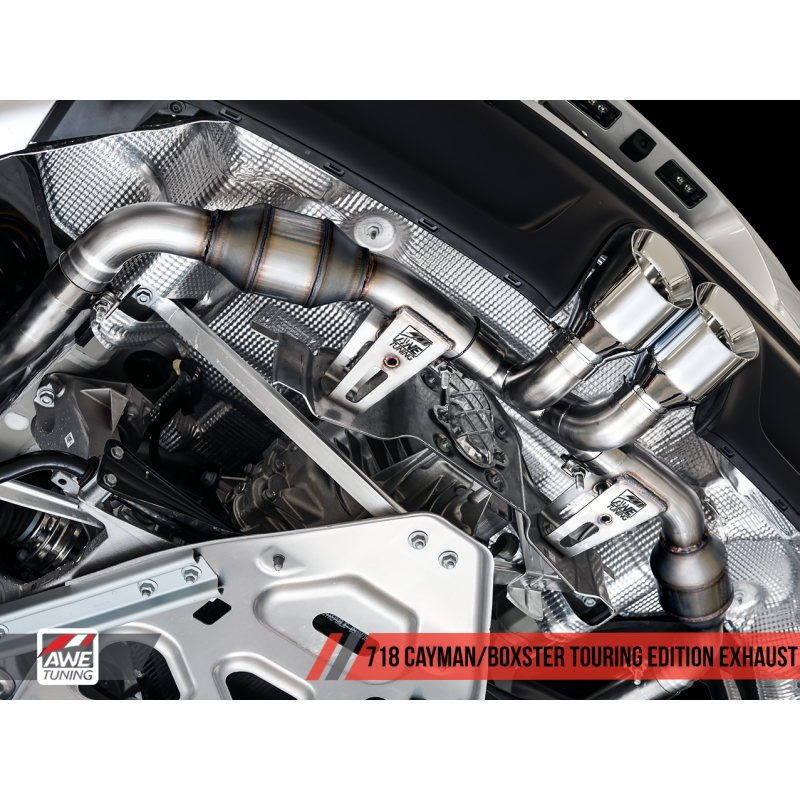 AWE Tuning Porsche 718 Boxster / Cayman Touring Edition Exhaust - Chrome Silver Tips - T1 Motorsports