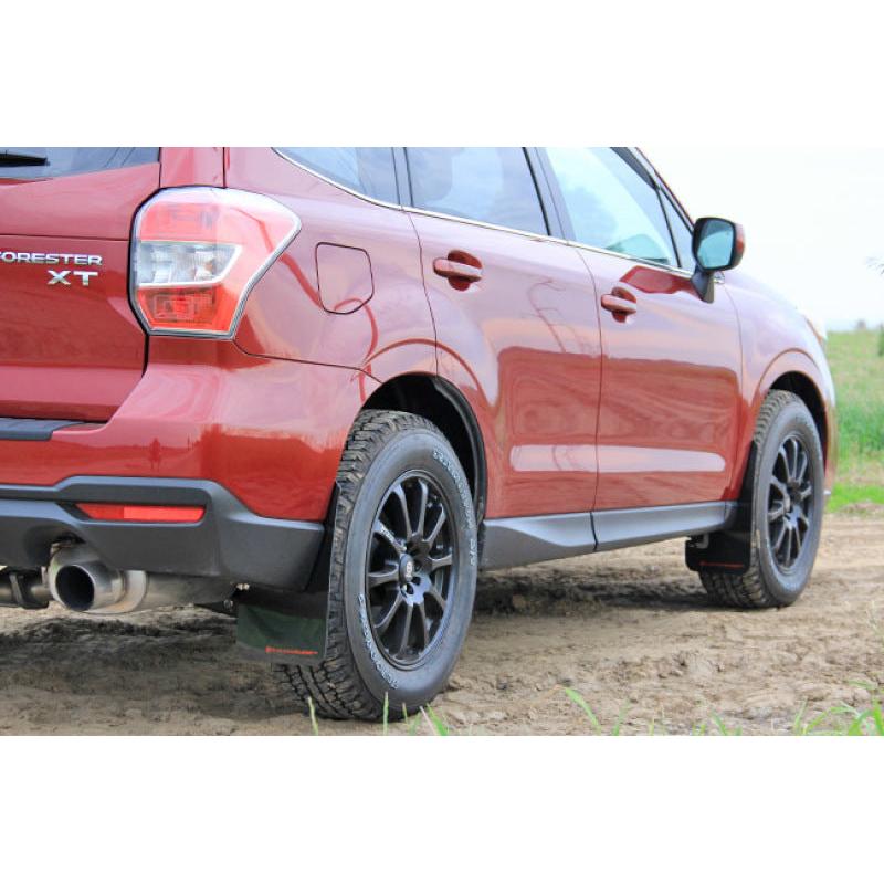 Rally Armor 14-18 Subaru Forester Black Mud Flap w/ Red Logo